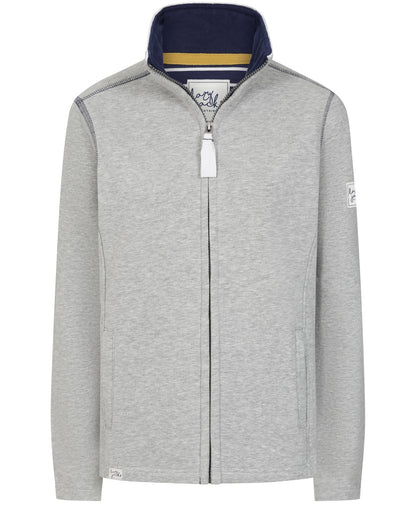 Lazy Jacks womens zip sweatshirt grey with full front zipper and navy collar lining