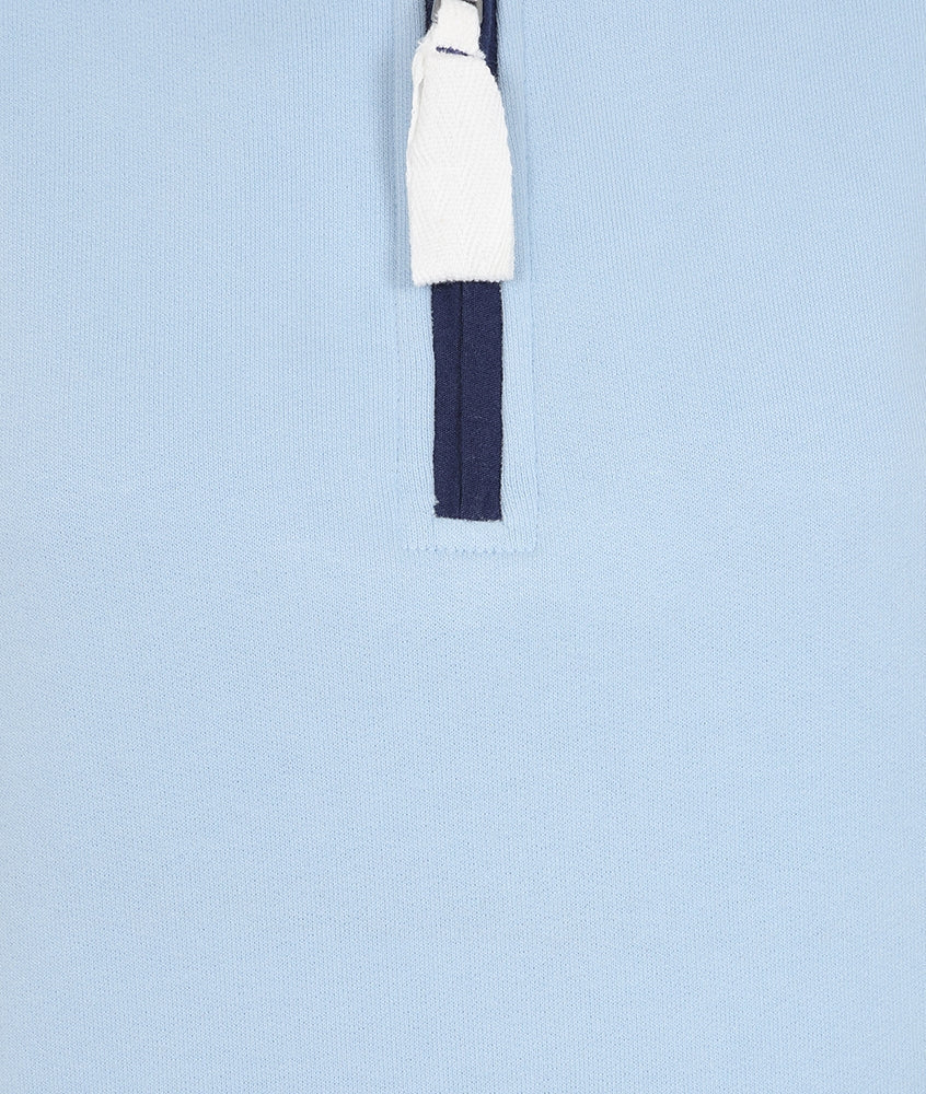 Lazy Jacks zip neck sweatshirt blue with navy detailing for a stylish casual look