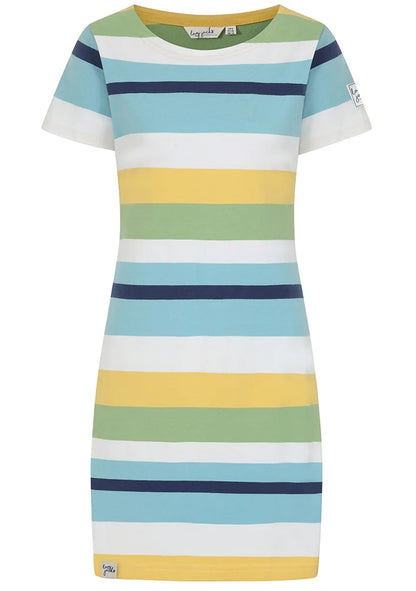 Lazy Jacks Womens LJ115 Stripe T-Shirt Dress - Greens