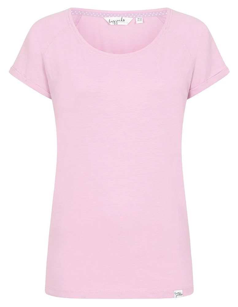 Lazy Jacks women's LJ163 short sleeve scoop neck tee in Pink.