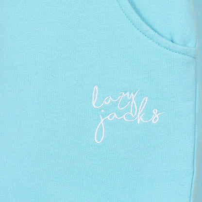 Lazy Jacks LJ55 women's jogger sweatshorts in Spearmint with embroidered logo.