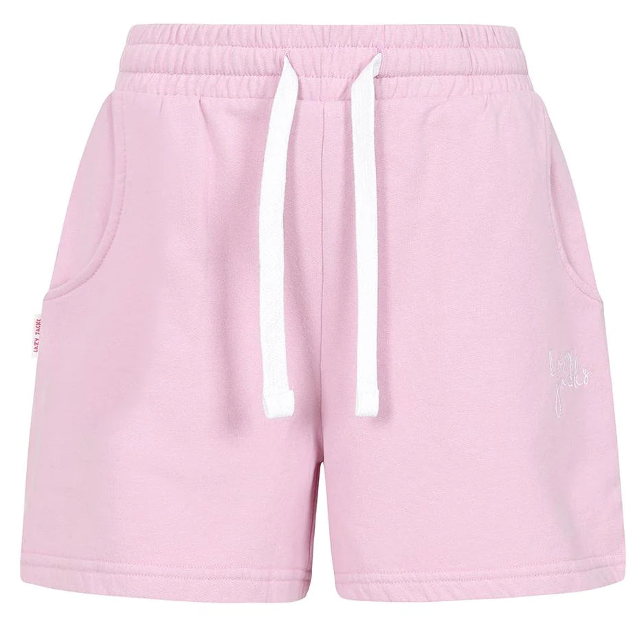Lazy Jacks women's LJ55 drawstring sweat shorts in Pink.