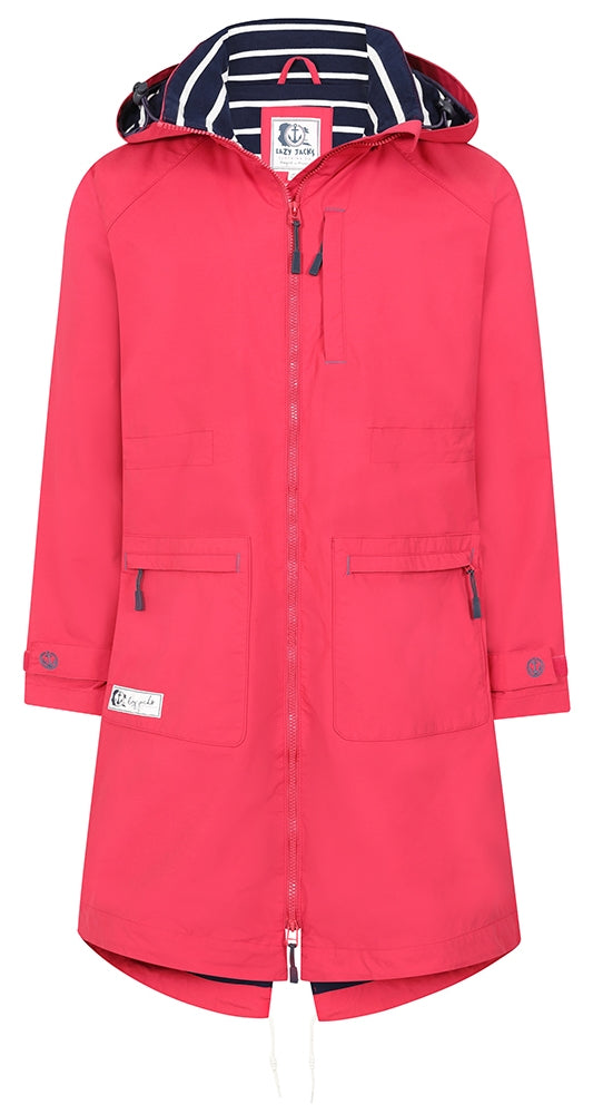 Lazy Jacks women's LJ67 parka style waterproof raincoat in Lipstick.