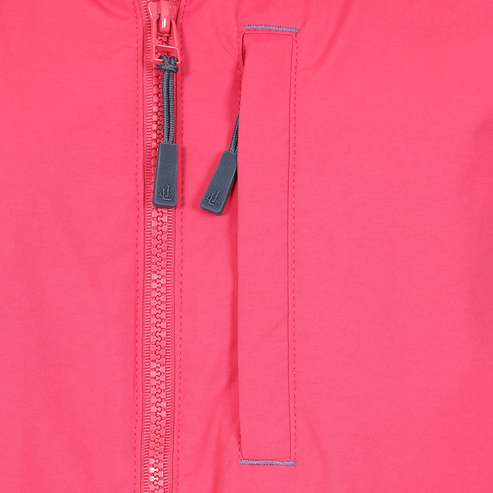 Women's LJ67 waterproof raincoat from Lazy Jacks in Lipstick with zip pockets.