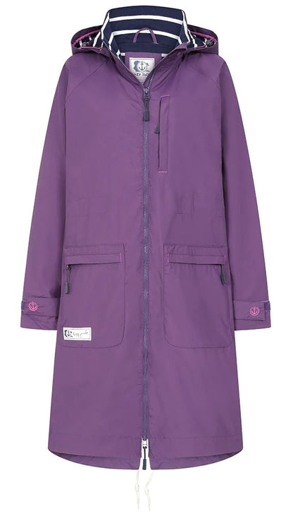 Lazy Jacks women's LJ67 long waterproof jacket in Loganberry Purple.