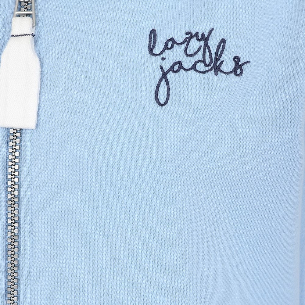 Women's Lazy Jacks LJ101 zip through hoodie in Sky Blue with logo embroidered on the chest.
