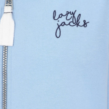 Women's Lazy Jacks LJ101 zip through hoodie in Sky Blue with logo embroidered on the chest.