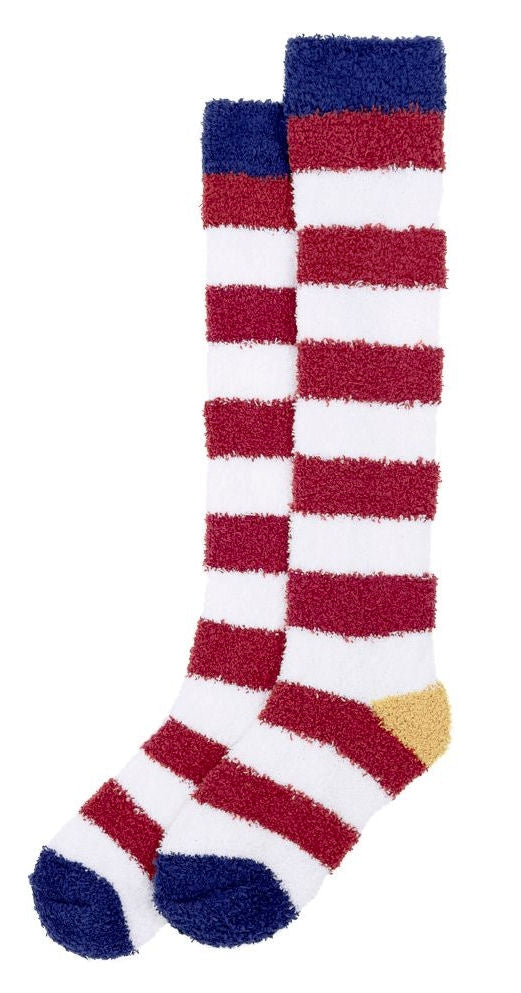 Lazy Jacks Womens LJ2 Fluffy Stripe Socks - Red