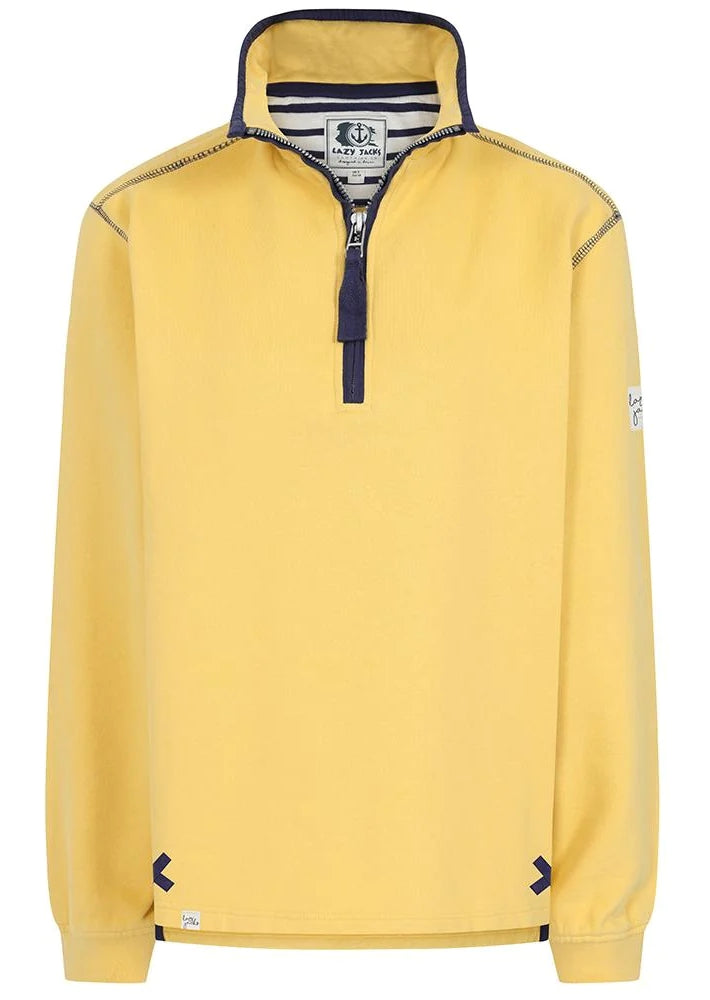Lazy Jacks Womens LJ3 Zip Neck Sweatshirt - Lemon Yellow