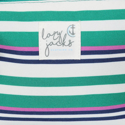 Lazy Jacks LJ405 Cosmetic Bag - Green Stripe
