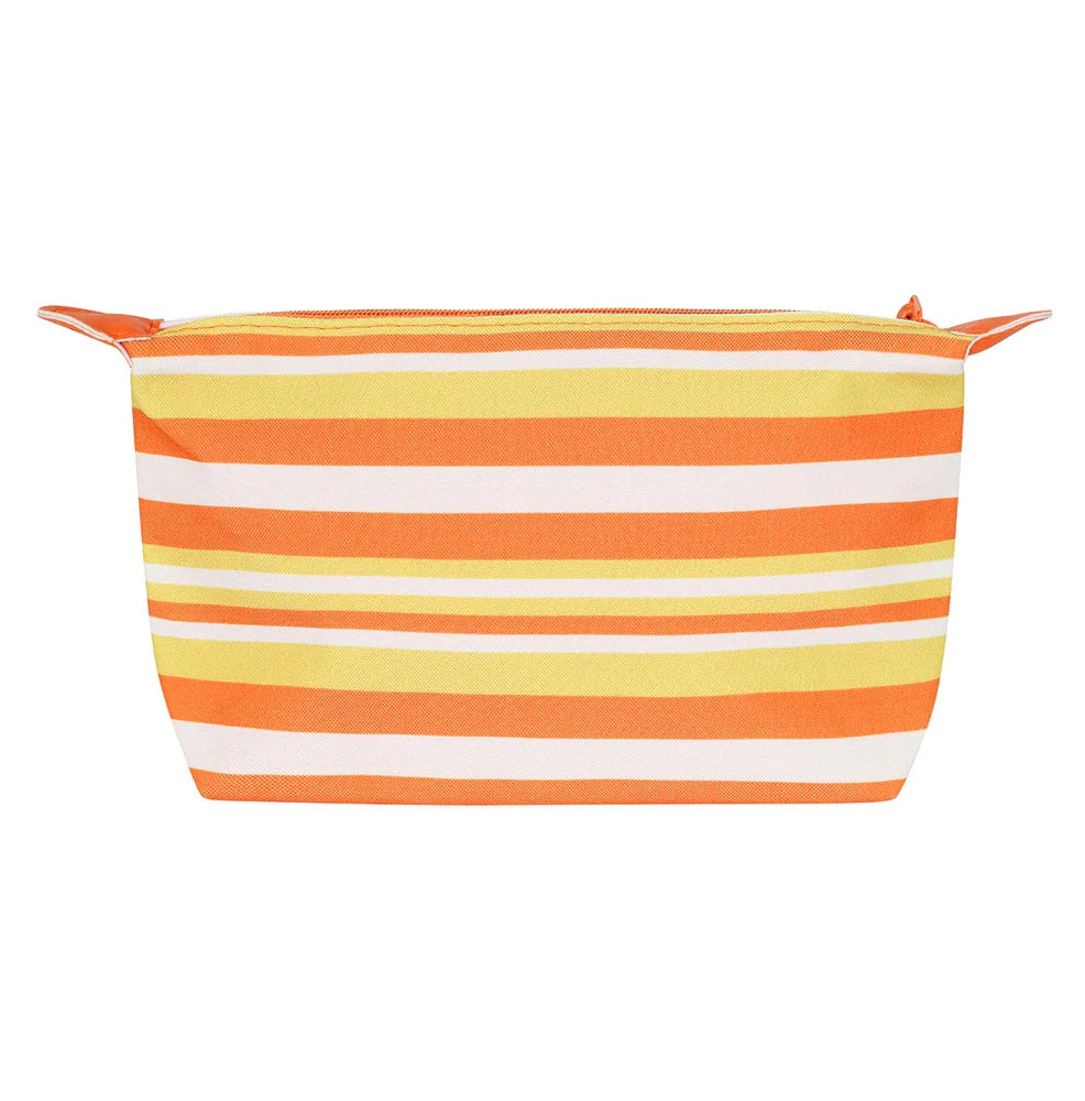 Lazy Jacks LJ405 Cosmetic Bag - Orange / Yellow / White Stripe