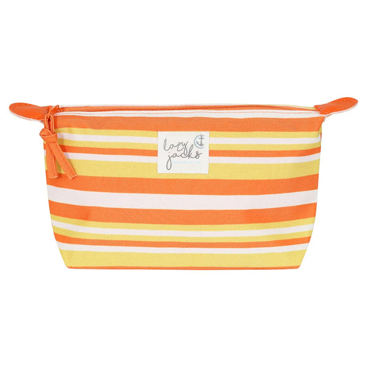 Lazy Jacks LJ405 Cosmetic Bag - Orange / Yellow / White Stripe