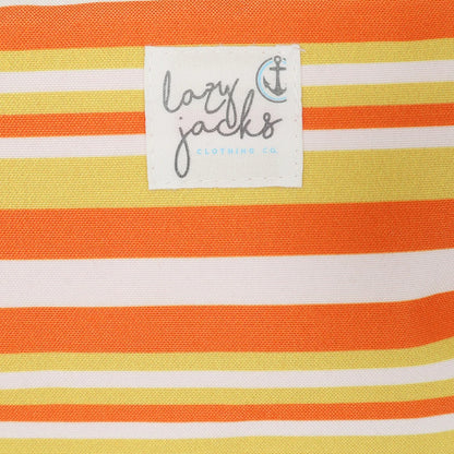 Lazy Jacks LJ405 Cosmetic Bag - Orange / Yellow / White Stripe