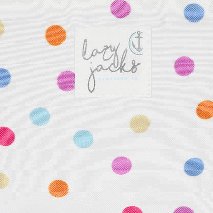Lazy Jacks LJ405 Cosmetic Bag - White / Multicoloured Dot