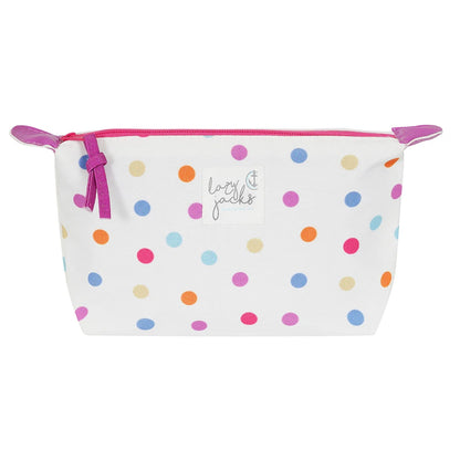 Lazy Jacks LJ405 Cosmetic Bag - White / Multicoloured Dot