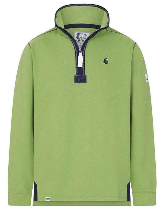 Lazy Jacks Mens 'LJ40' Zip Neck Sweatshirt - Lime Green