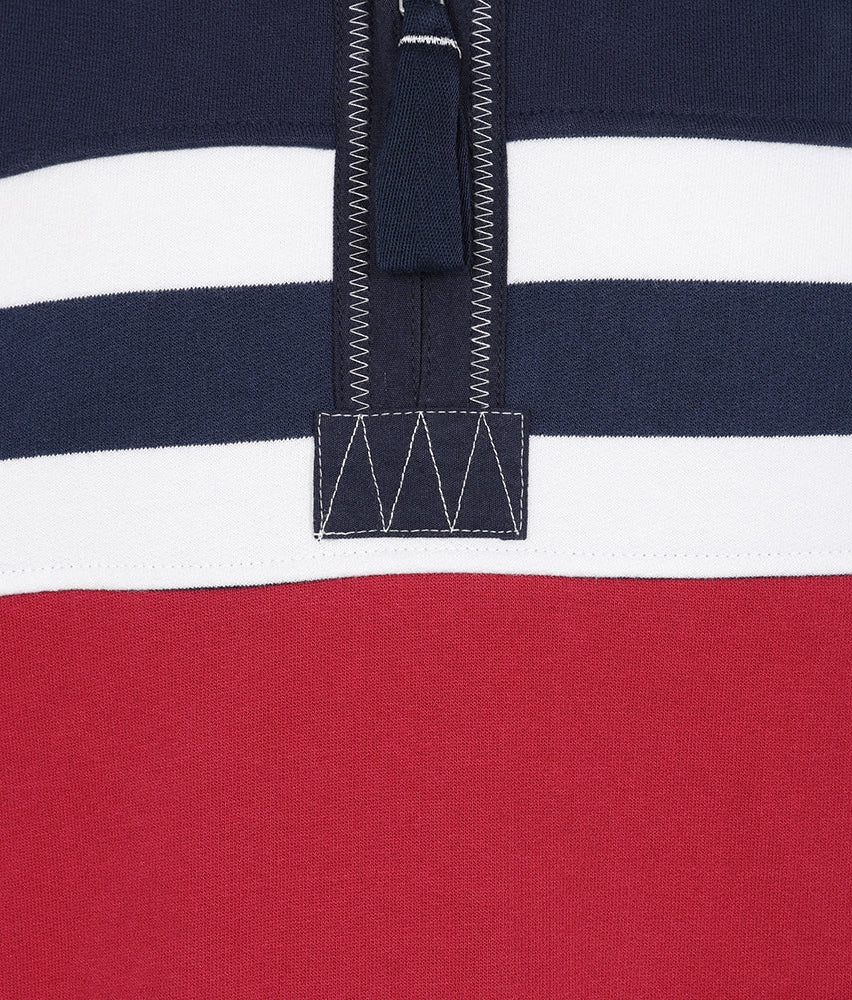 Lazy Jacks Mens LJ51 Block Stripe 1/4 Zip Sweatshirt - Rouge