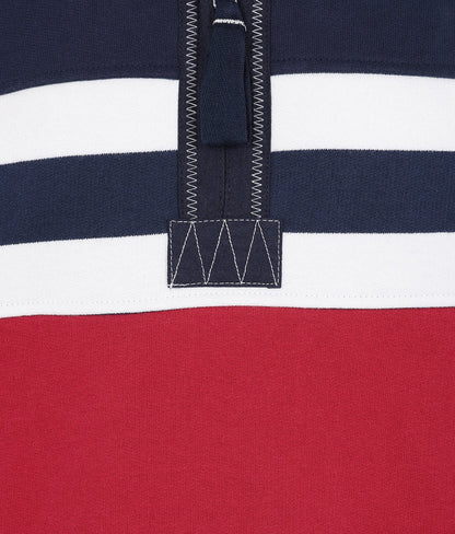 Lazy Jacks Mens LJ51 Block Stripe 1/4 Zip Sweatshirt - Rouge