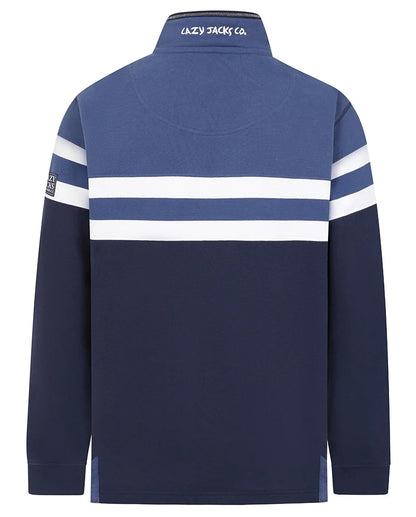 Lazy Jacks Mens LJ51 Block Stripe 1/4 Zip Sweatshirt - Denim Blue