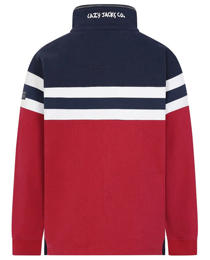 Lazy Jacks Mens LJ51 Block Stripe 1/4 Zip Sweatshirt - Rouge
