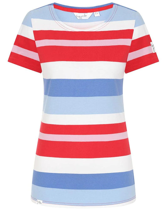 Lazy Jacks Womens LJ8M Short Sleeve Stripe Tee - Red