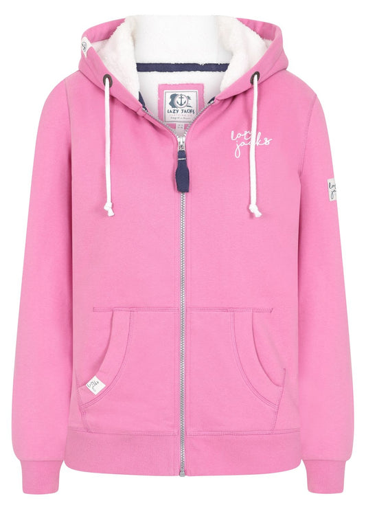 Lazy Jacks Womens LJ92 Borg Lined Hoodie - Candyfloss Pink