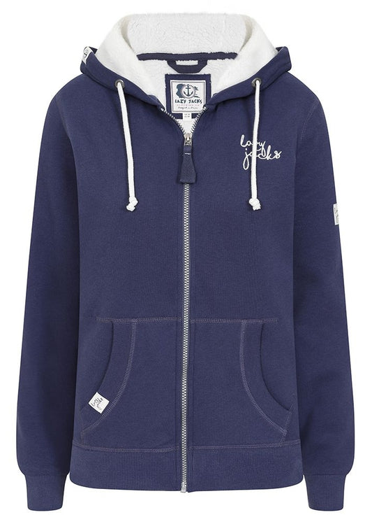 Lazy Jacks Womens LJ92 Borg Lined Hoodie - Twilight