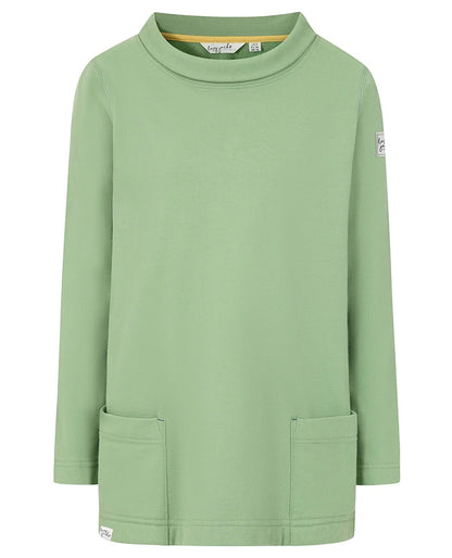 Lazy Jacks Womens LJ94 Roll Neck Sweatshirt - Grass Green