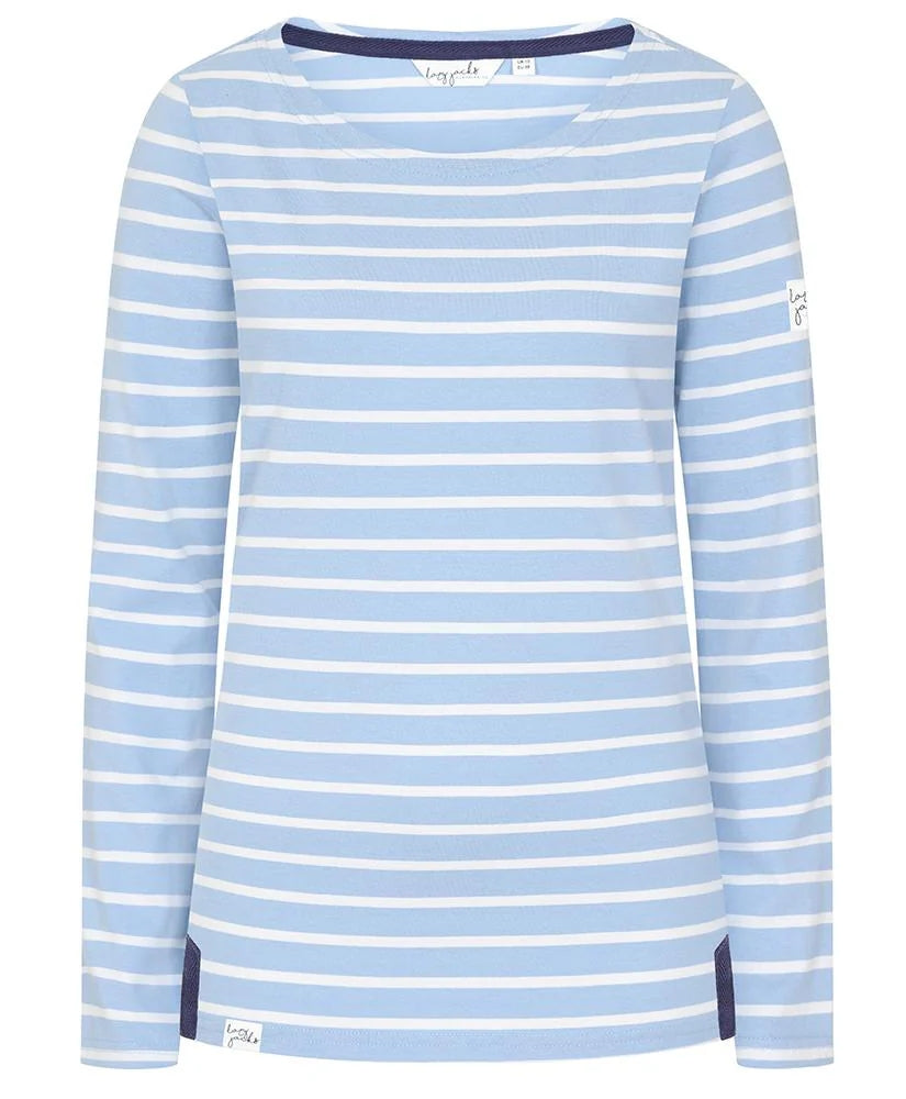 Lazy Jacks Womens LJ97 Long Sleeve Stripe Tee - Sky Blue