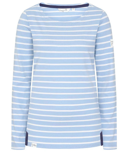 Lazy Jacks Womens LJ97 Long Sleeve Stripe Tee - Sky Blue