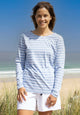 Lazy Jacks Womens LJ97 Long Sleeve Stripe Tee - Sky Blue