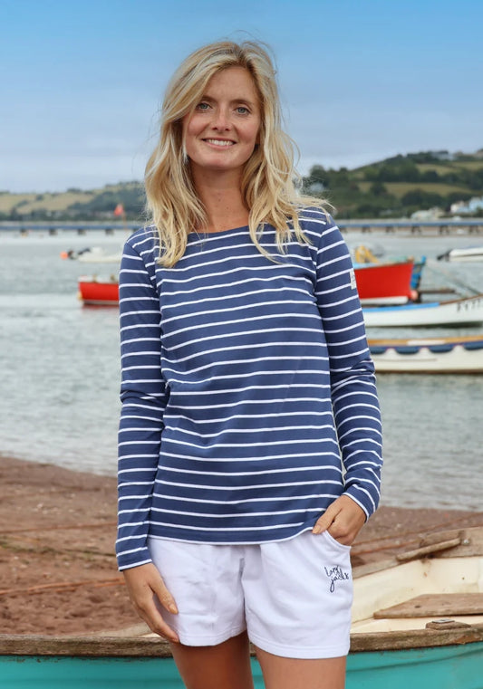 Lazy Jacks Womens LJ97 Long Sleeve Stripe Tee - Twilight