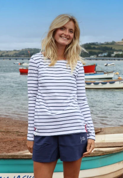 Lazy Jacks Womens LJ97 Long Sleeve Stripe Tee - White