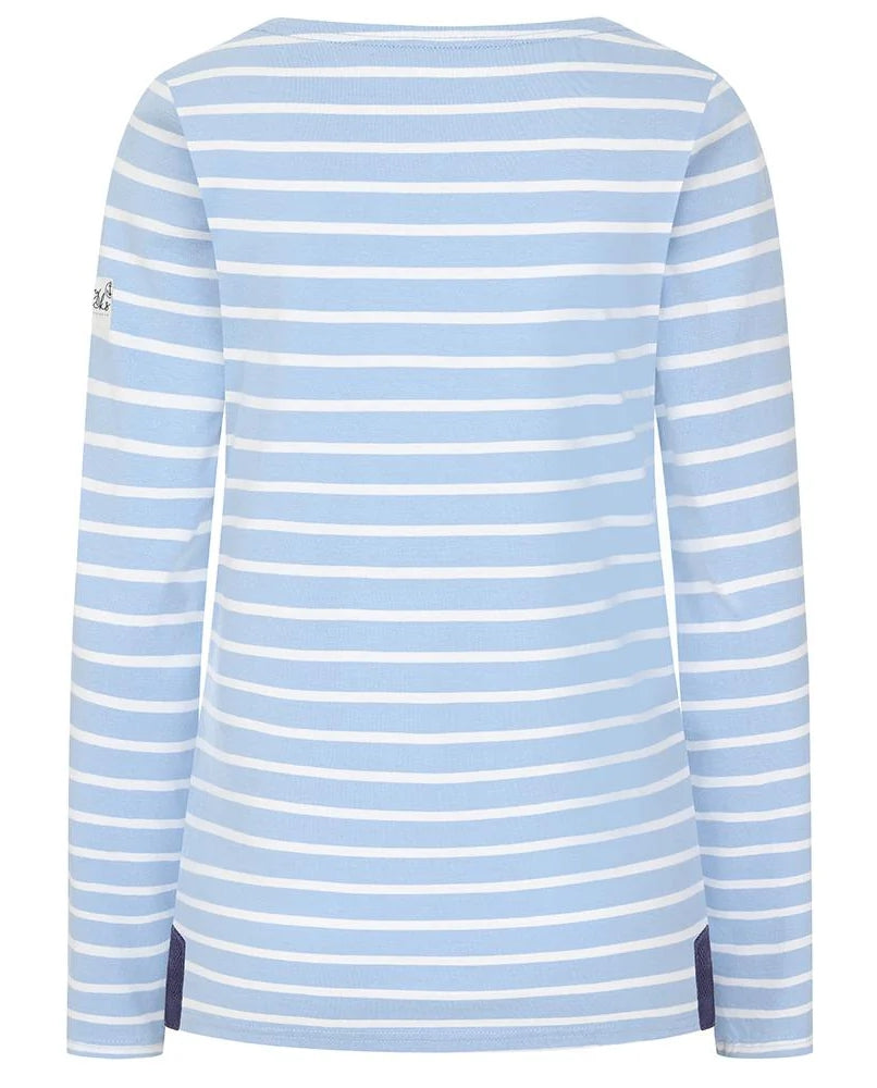 Lazy Jacks Womens LJ97 Long Sleeve Stripe Tee - Sky Blue