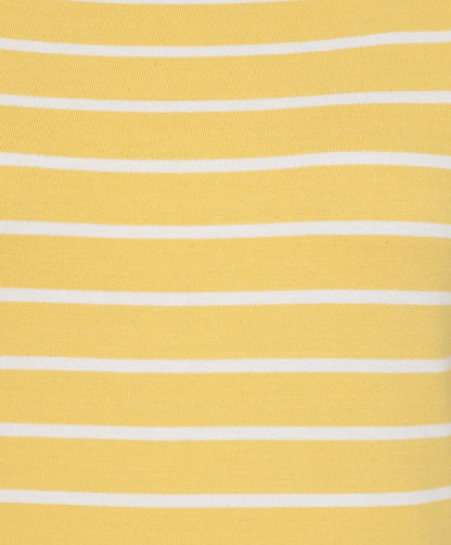 Yellow and white stripe Lazy Jacks women's long sleeve tee.