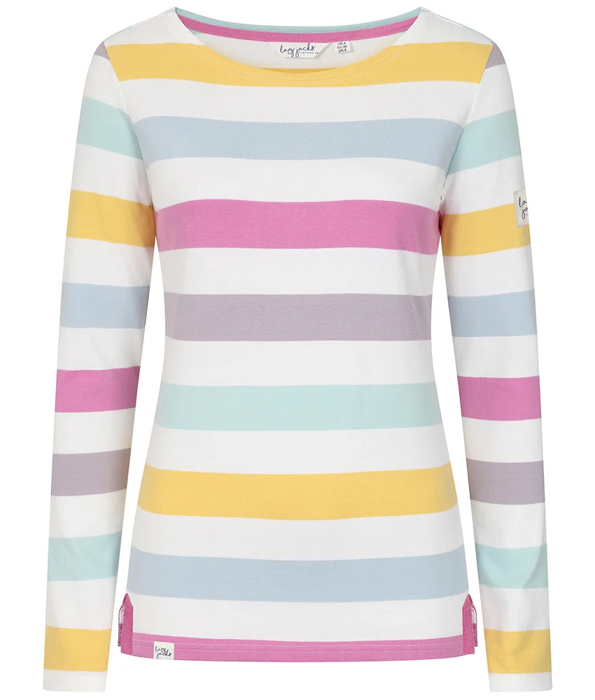 Lazy Jacks Womens LJ97M Long Sleeve Stripe Tee - Watercolours