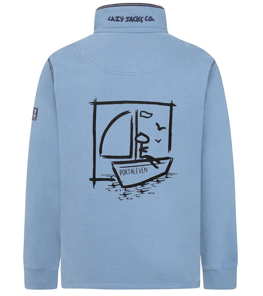 Lazy Jacks Mens LJ40 Porthleven Print Sweatshirt - Airforce Blue