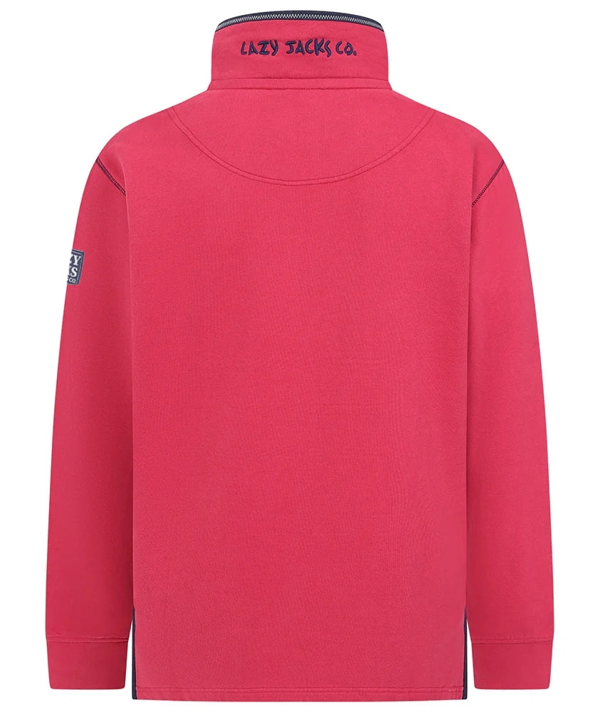 Lazy Jacks Mens LJ40 1/4 Zip Sweatshirt - Rouge Red