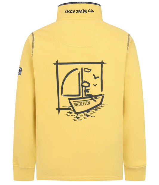 Lazy Jacks Mens LJ40 Porthleven Print Sweatshirt - Lemon Yellow