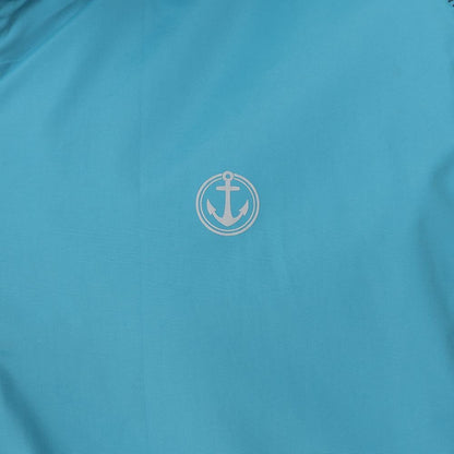 Lazy Jacks men's waterproof Teal jacket in anchor print on the chest.