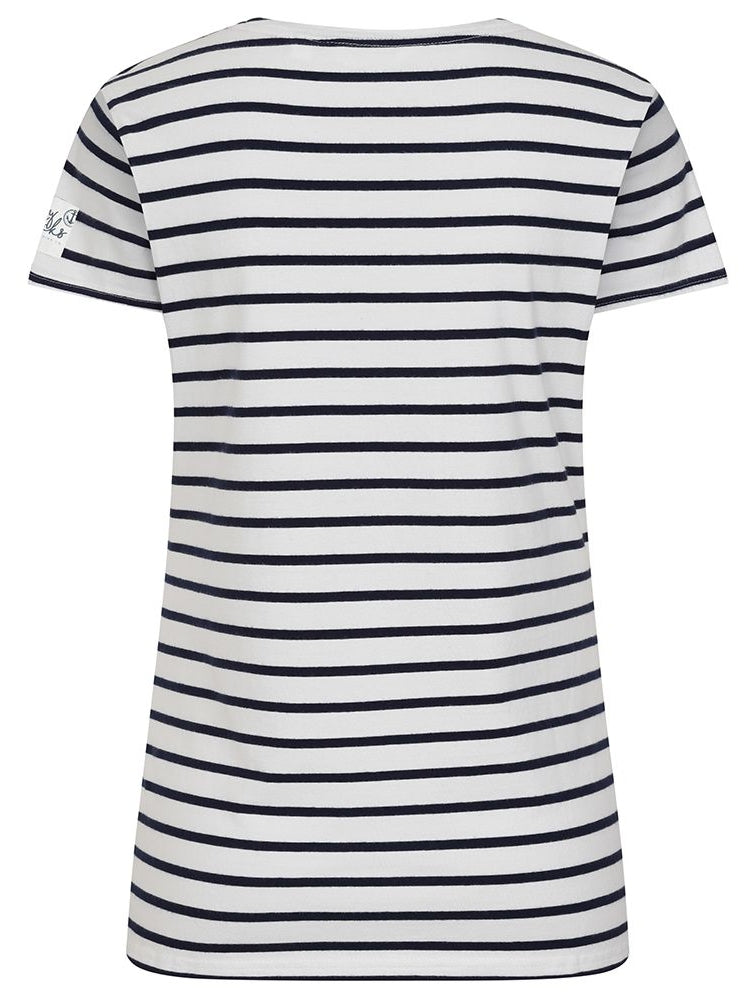 Lazy Jacks Womens 'LJ8' Short Sleeve Stripe Tee - White / Navy