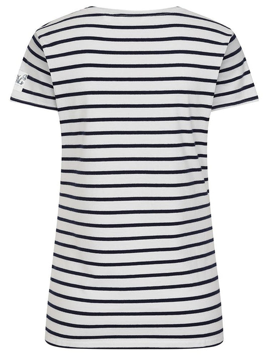 Lazy Jacks Womens 'LJ8' Short Sleeve Stripe Tee - White / Navy