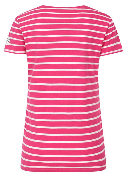 Lazy Jacks Womens LJ8 Short Sleeve Stripe Tee - Sorbet Pink