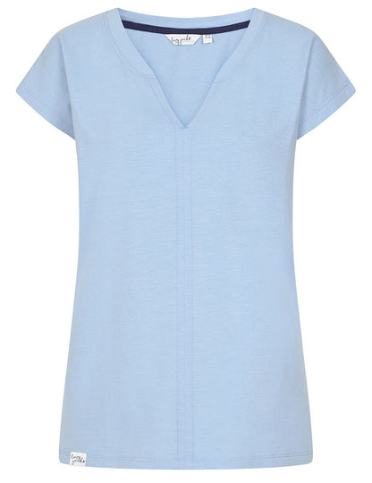 Lazy Jacks Womens LJ156 Short Sleeve V-Neck Tee - Sky Blue