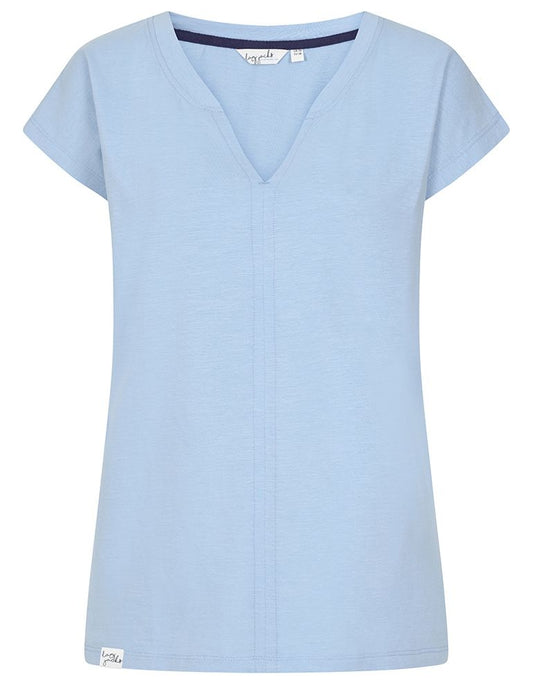 Lazy Jacks Womens LJ156 Short Sleeve V-Neck Tee - Sky Blue