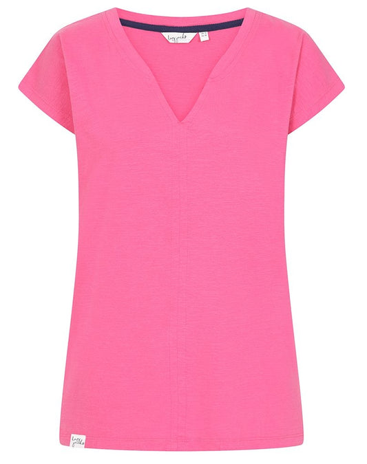 Lazy Jacks Womens LJ156 Short Sleeve V-Neck Tee - Sorbet Pink