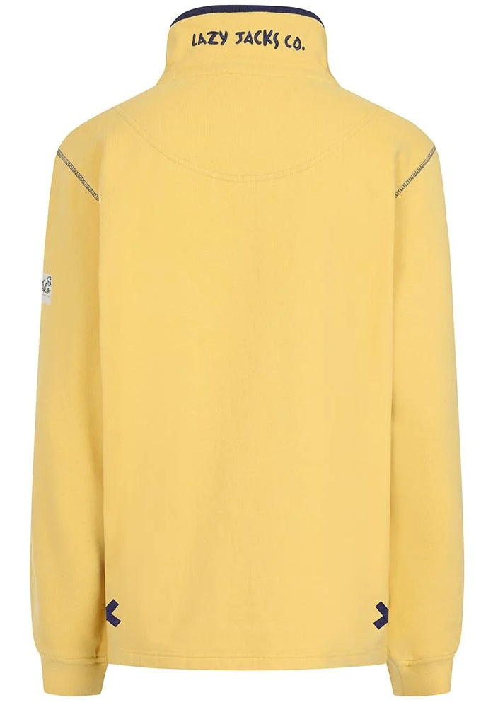 Lazy Jacks Womens LJ3 Zip Neck Sweatshirt - Lemon Yellow