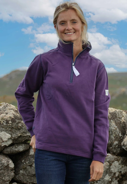 Lazy Jacks Womens LJ3 Zip Neck Sweatshirt - Loganberry