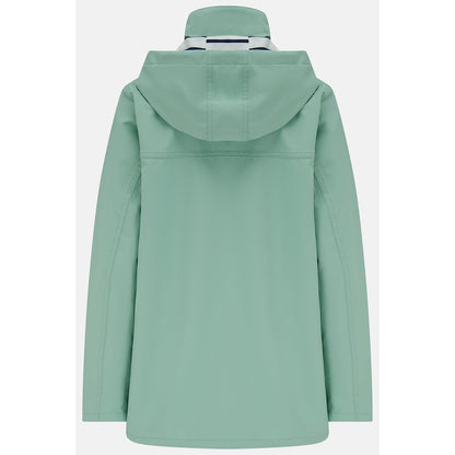 Back view of a womens Lighthouse waterproof Beachcomber II waterproof jacket in Basil green.