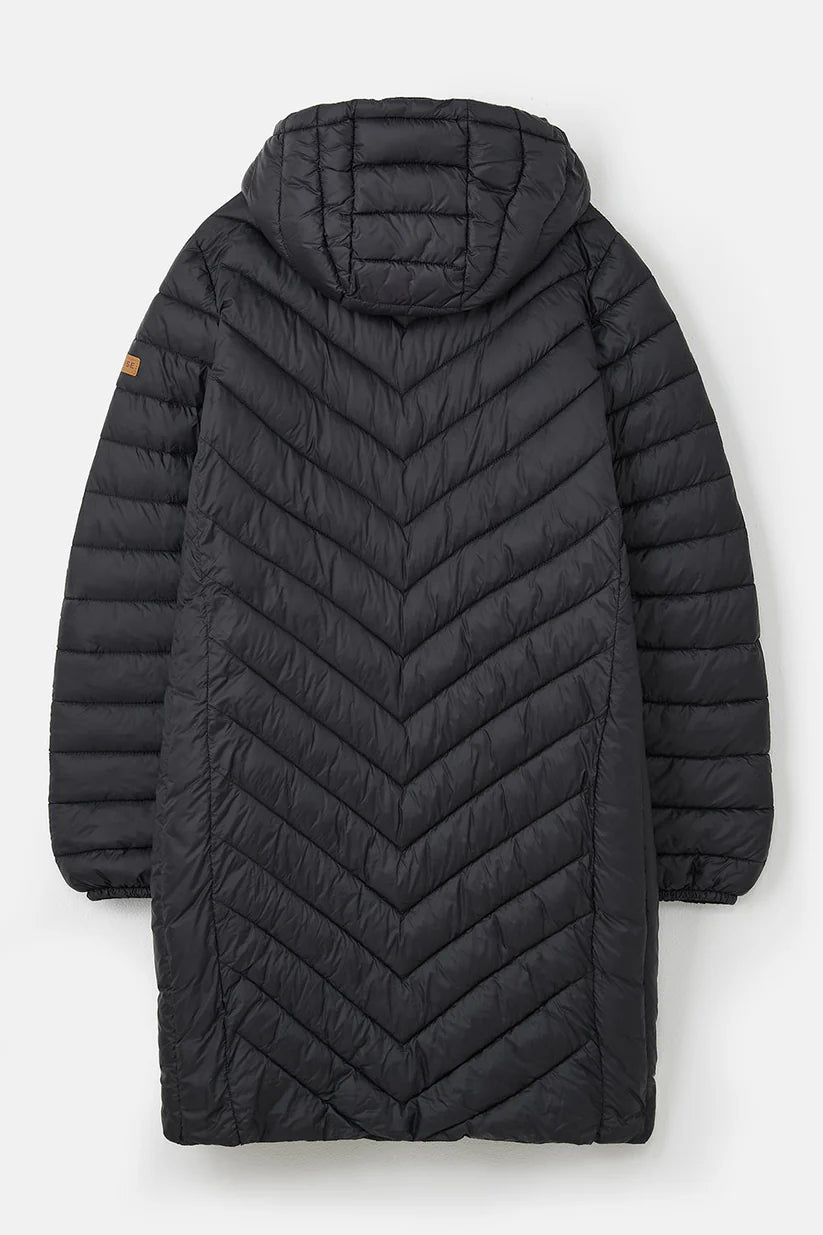 Lighthouse black padded coat womens with hood and chevron quilted design for warmth